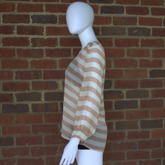 Joie | 100% Silk | Women's Aceline V-neck Blouse | Striped | Small | J307-23271 - Picture 4 of 9